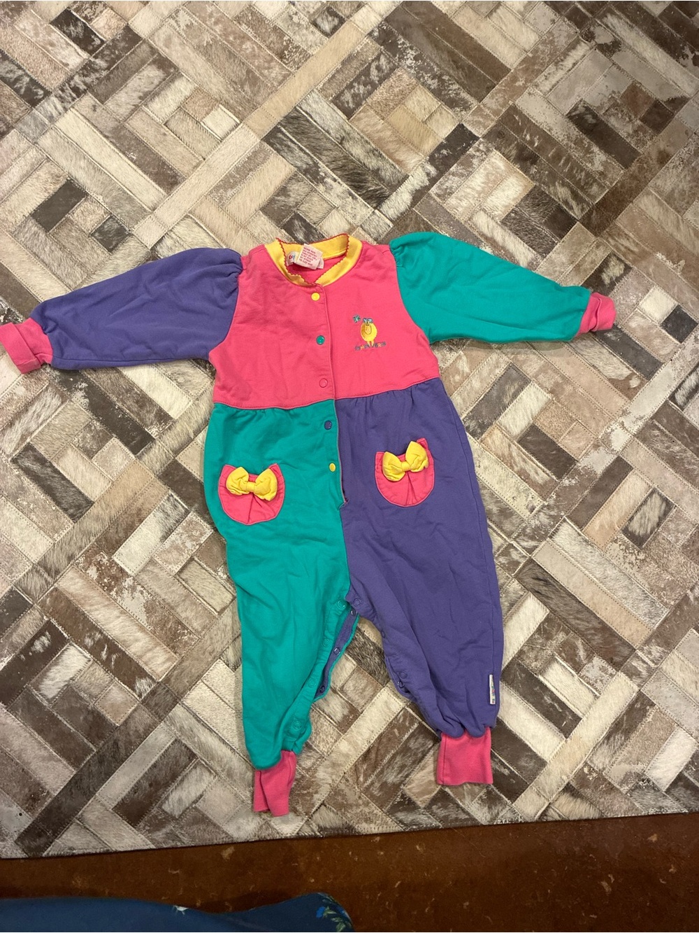 RARE Gymboree Rainbow Tag Colorblock Bows Lamb Baby One-Piece